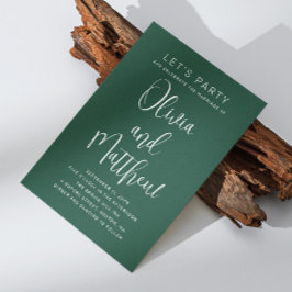 Smaragdgroene typografie script bruiloft + QR Kaart