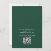 Smaragdgroene typografie script bruiloft + QR Kaart (Achterkant)