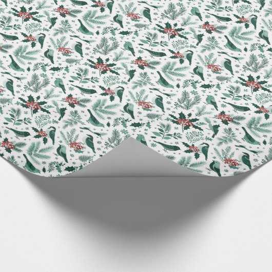 Smaragdgroene vakantie vogels inpakpapier (Hoek)