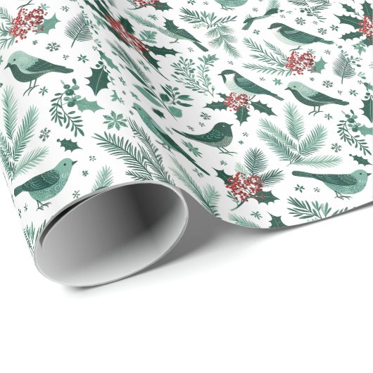 Smaragdgroene vakantie vogels inpakpapier (Rol Hoek)