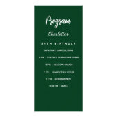 Smaragdgroene verjaardagsprogramma dinerkaart reclamekaart (Voorkant)
