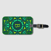 Smaragdgroene Versierde Kaleidoscoop Monogram Bagagelabel (Voorkant (horizontaal))
