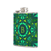 Smaragdgroene Versierde Kaleidoscoop Monogram Heupfles (Links)