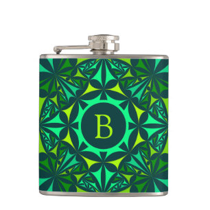 Smaragdgroene Versierde Kaleidoscoop Monogram Heupfles