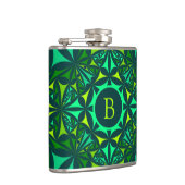 Smaragdgroene Versierde Kaleidoscoop Monogram Heupfles (Rechts)