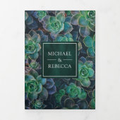 Smaragdgroene vetplanten Foto Collage Bruiloft Drieluik Uitnodiging (Cover)