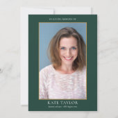 Smaragdgroene viering van rouwfoto kaart (Achterkant)