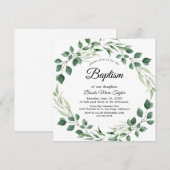 Smaragdgroene Vierkante Doop Uitnodiging (Voorkant / Achterkant)
