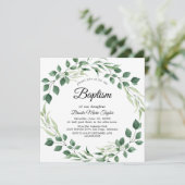 Smaragdgroene Vierkante Doop Uitnodiging (Staand voorkant)