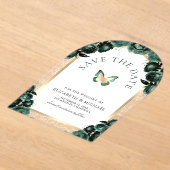 Smaragdgroene Vlinder Bruiloft Save the Date Acryl Uitnodigingen (Laagn)