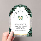 Smaragdgroene Vlinder Bruiloft Save the Date Acryl Uitnodigingen (Insitu (Draagbaar))
