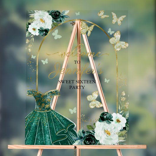 Smaragdgroene vlinder zoet 16 Welkom Acryl Bord (Neutraal)