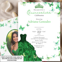Smaragdgroene Vlinders Jurk Foto Quinceanera