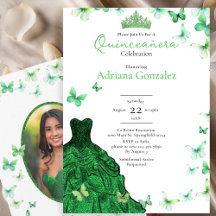 Smaragdgroene Vlinders Jurk Foto Quinceanera
