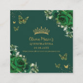 Smaragdgroene vlinders Quinceanera RSVP QR Code Informatiekaartje (Achterkant)