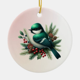 Smaragdgroene vogels en boughs keramisch ornament