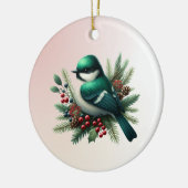 Smaragdgroene vogels en boughs keramisch ornament (Links)