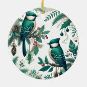 Smaragdgroene vogels en boughs keramisch ornament (Achterkant)