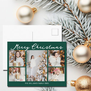 Smaragdgroene vrolijke kerst foto collage feestdagenkaart