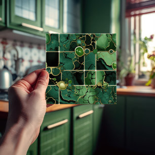 Smaragdgroene wanddecor moderne chic mozaïek tegeltje