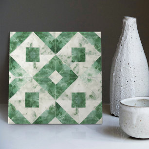 Smaragdgroene wanddecoratie Art Nouveau-mozaïek Tegeltje