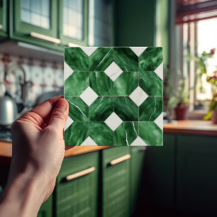 Smaragdgroene wanddecoratie Art Nouveau-mozaïek Tegeltje