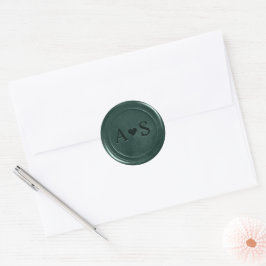 Smaragdgroene wassticker met initialen  ronde sticker