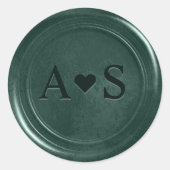Smaragdgroene waszegelsticker met initialen ronde sticker (Voorkant)
