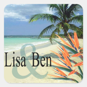 Smaragdgroene wateren Tropisch strand Vierkante Sticker