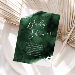 Smaragdgroene Waterverf Baby shower Kaart