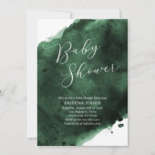 Smaragdgroene Waterverf Baby shower Kaart (Voorkant)