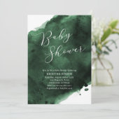 Smaragdgroene Waterverf Baby shower Kaart (Staand voorkant)