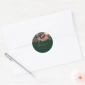 Smaragdgroene Waterverf bloemenbruiloft Bedankt Ronde Sticker (Envelop)