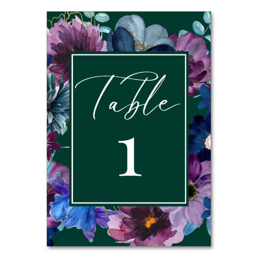 Smaragdgroene waterverf bloemenwinter bruiloft kaart (Voorkant)