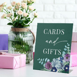 Smaragdgroene waterverf bloemenwinter bruiloft reclamebord met voetstuk