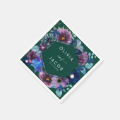 Smaragdgroene waterverf bloemenwinter bruiloft servet (Hoek)