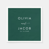 Smaragdgroene waterverf bloemenwinter bruiloft servet (Voorkant)