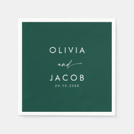 Smaragdgroene waterverf bloemenwinter bruiloft servet