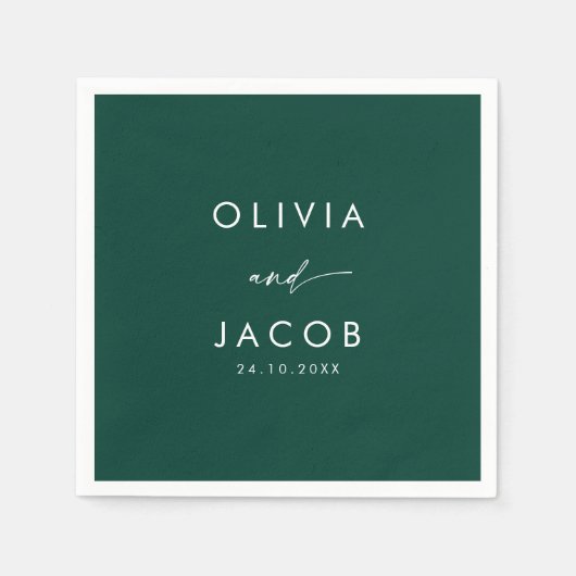 Smaragdgroene waterverf bloemenwinter bruiloft servet (Voorkant)