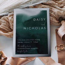 Smaragdgroene Waterverf Bruiloftszilver