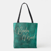 Smaragdgroene Waterverf gouden bruidsmeisje Monogr Tote Bag (Achterkant)