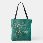 Smaragdgroene Waterverf gouden moeder van de bruid Tote Bag (Achterkant)