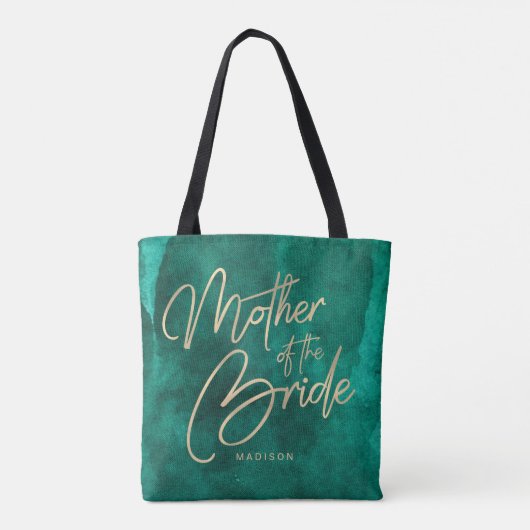 Smaragdgroene Waterverf gouden moeder van de bruid Tote Bag (Achterkant)