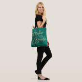 Smaragdgroene Waterverf gouden moeder van de bruid Tote Bag (Op model)