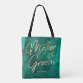 Smaragdgroene Waterverf Gouden Moeder van de bruid Tote Bag (Achterkant)