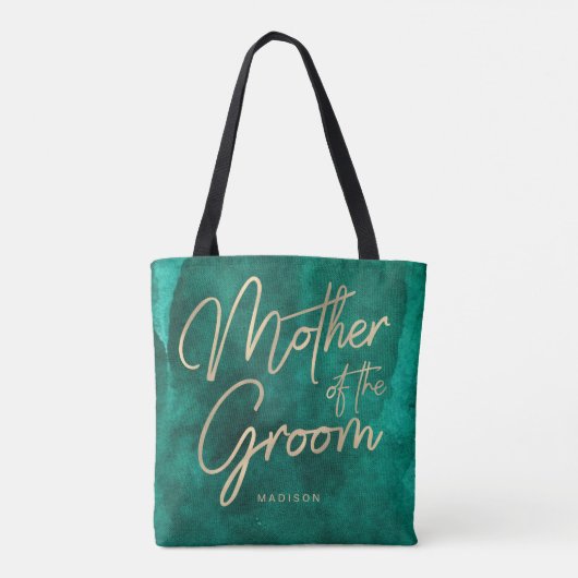 Smaragdgroene Waterverf Gouden Moeder van de bruid Tote Bag (Achterkant)