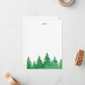 Smaragdgroene waterverf groenblijvende bomen notitiekaartje (Voorkant / Achterkant in situ)