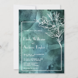 Smaragdgroene waterverf minimalistische uitnodigin kaart