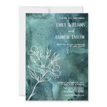 Smaragdgroene waterverf minimalistische uitnodigin