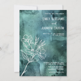 Smaragdgroene waterverf minimalistische uitnodigin kaart